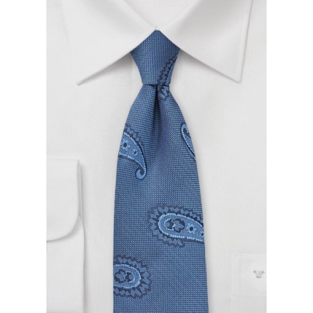 Woven Paisley Tie in Indigo