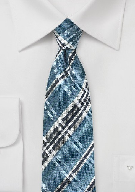 Indigo Plaid Silk Tie