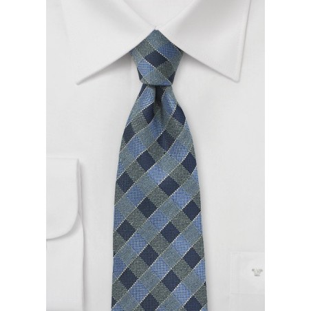 Gingham Check Tie in Indigo
