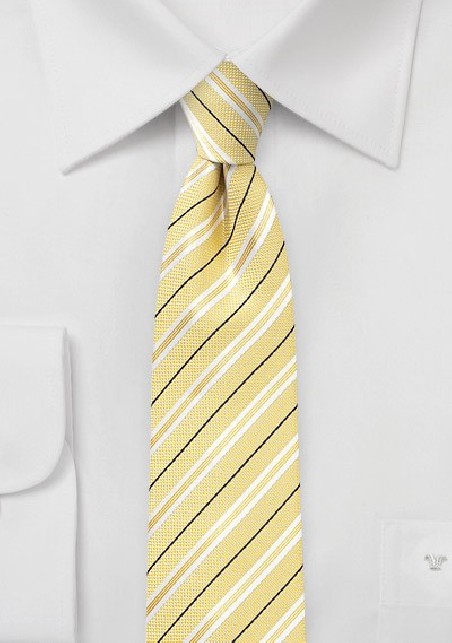 Striped Cotton Tie in Lemon