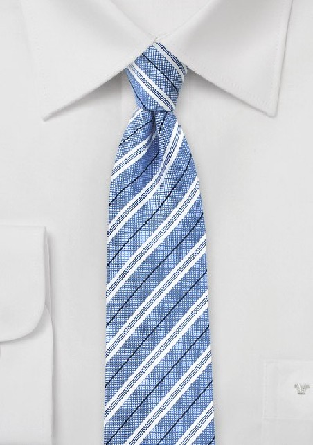 Sky Blue Striped Cotton Tie