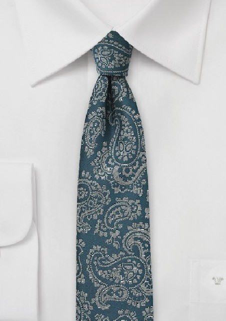 Skinny Paisley Tie in Teal