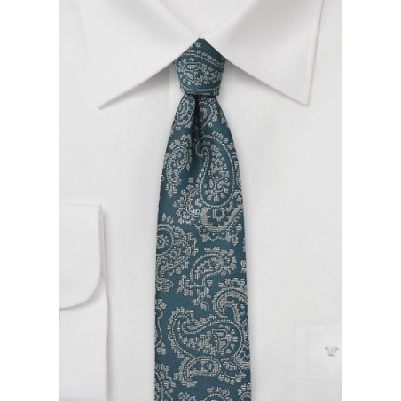 Skinny Paisley Tie in Teal