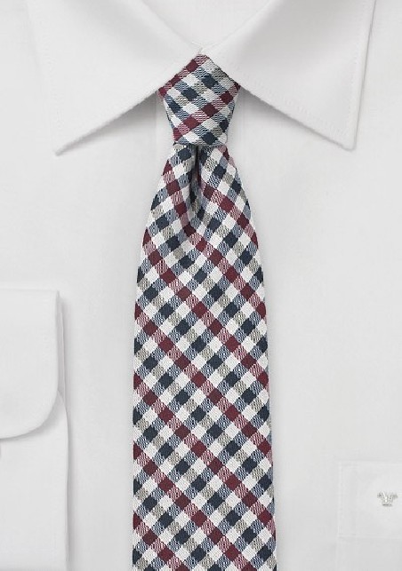 Wine Red and Navy Gingham Tie