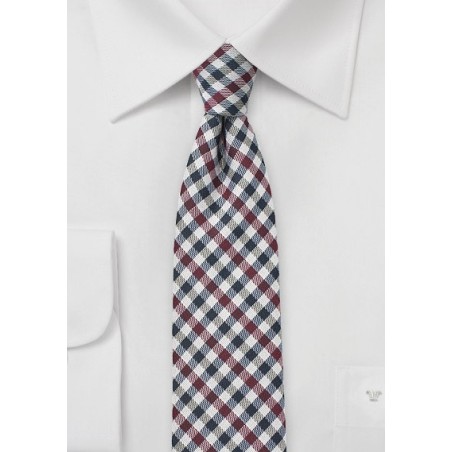 Wine Red and Navy Gingham Tie