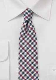 Wine Red and Navy Gingham Tie