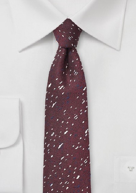 Speckled Skinny Tie in Port Red