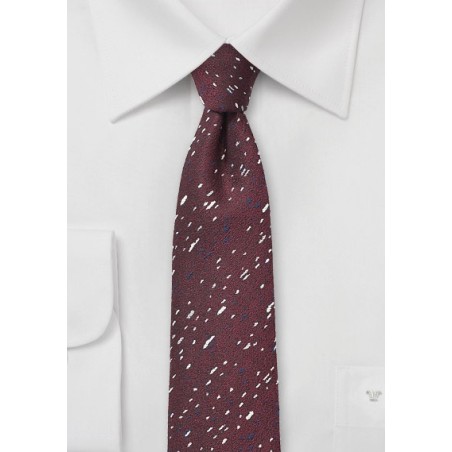 Speckled Skinny Tie in Port Red