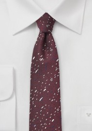 Speckled Skinny Tie in Port Red