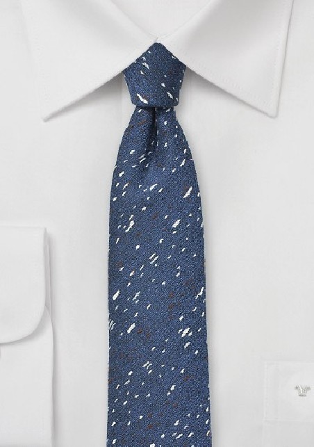 Trendy Wool Skinny Tie in Blue