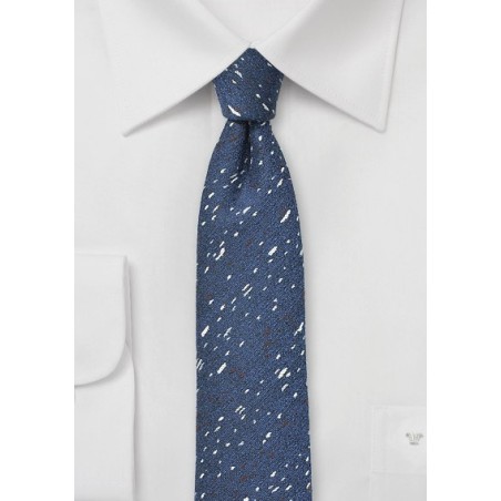 Trendy Wool Skinny Tie in Blue
