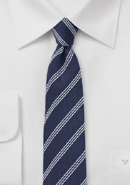 Wool Striped Skinny Tie