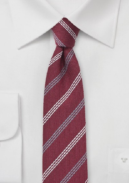 Dark Red Wool Skinny Tie