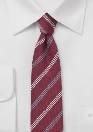 Dark Red Wool Skinny Tie