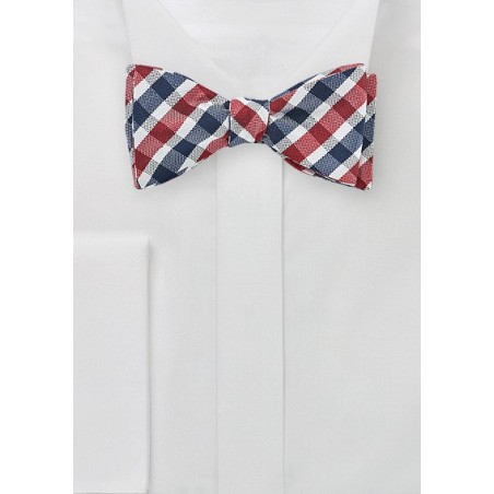 Gingham Check Bow Tie in Silk