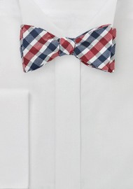 Gingham Check Bow Tie in Silk