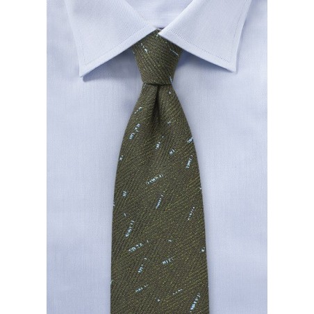 Dark Olive Herringbone Tie