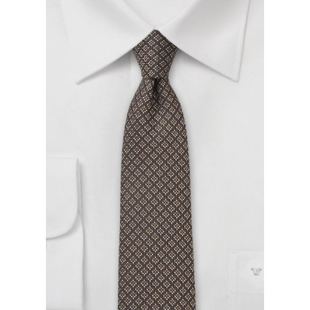 Mocha Brown Silk and Wool Tie