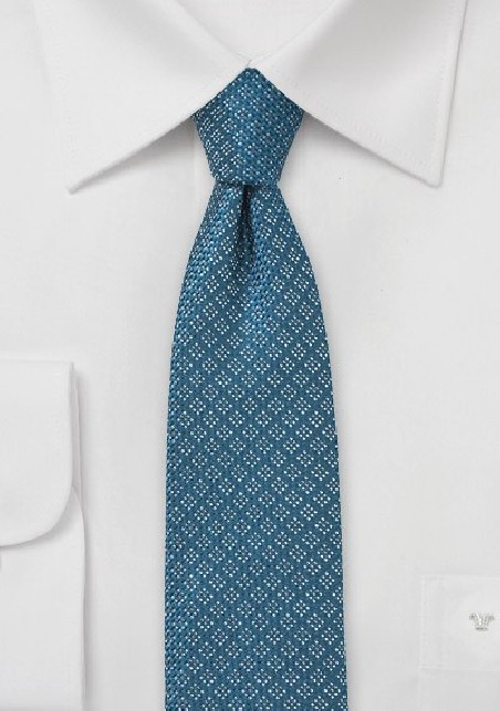 Wool Skinny Tie in Teal