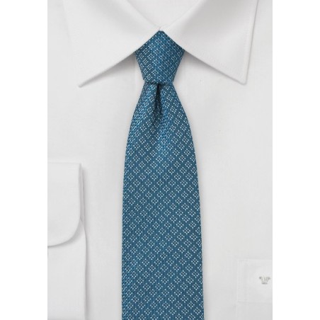 Wool Skinny Tie in Teal