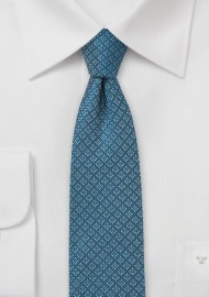 Wool Skinny Tie in Teal