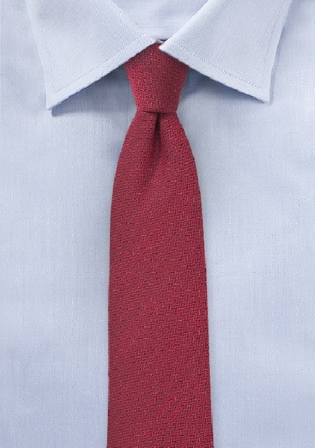 Claret Red Skinny Wool Tie