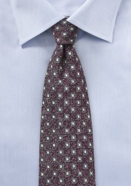Geometric Wool Weave Tie in Burgundy