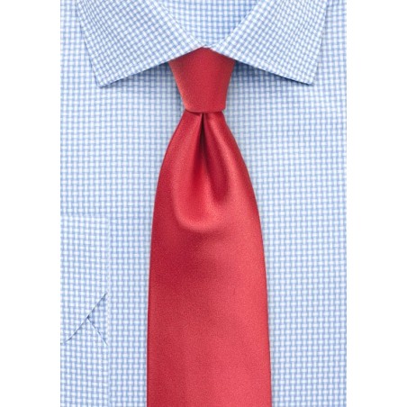Solid Coral Red Tie for Kids