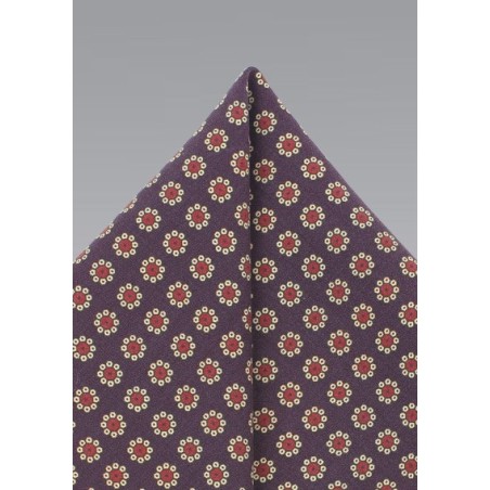 Vintage Floral Print Hanky in Burgundy