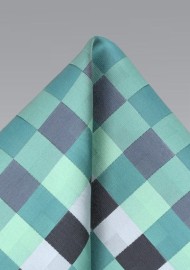 Patchwork Pocket Square in Mint and Silver