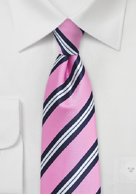 Pink and Blue Repp Stripe Tie in XL