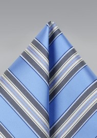 Striped Pocket Square in Blue and Gray