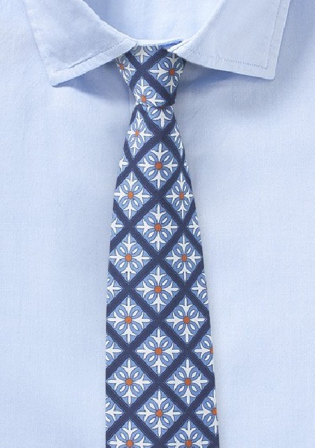 Geometric Tile Print in Blue