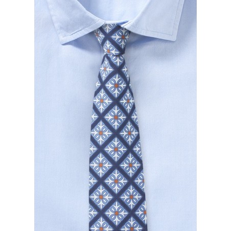 Geometric Tile Print in Blue