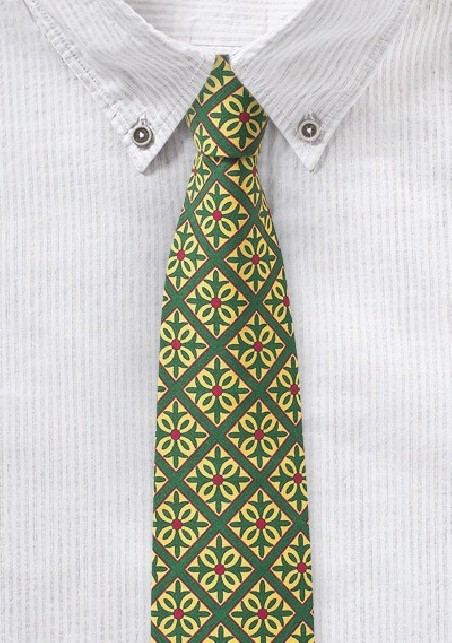 Vintage Mexico Tile Design in Green and Yellow