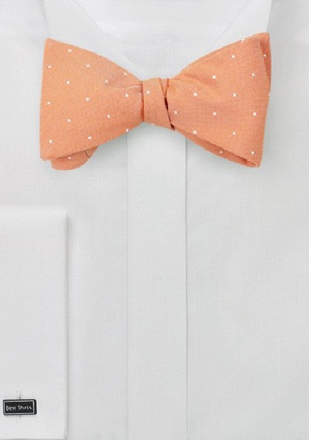 Micro Dot Bow Tie in Peach Coral
