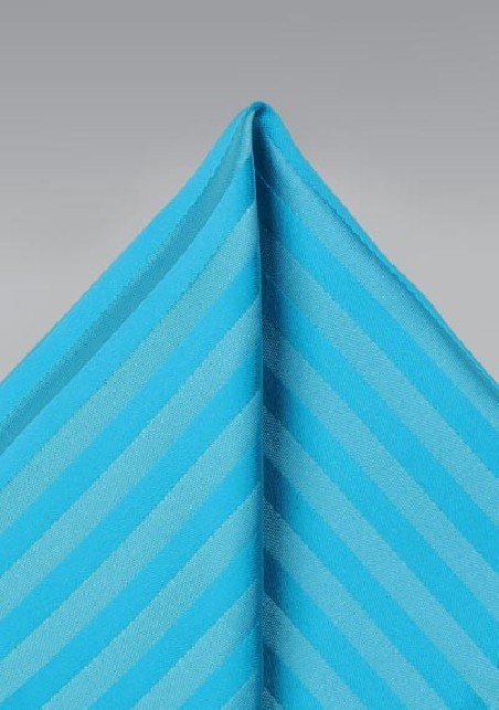 Aqua Blue Striped Pocket Square