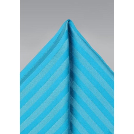 Aqua Blue Striped Pocket Square