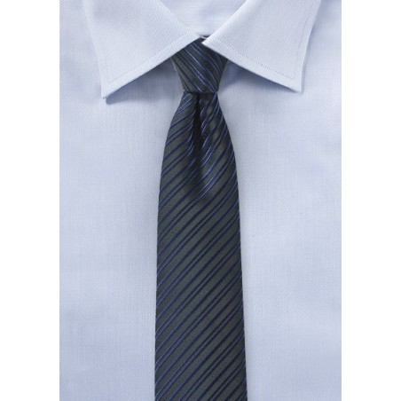 Skinny Striped Tie in Midnight