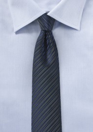 Skinny Striped Tie in Midnight