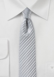 Silver Skinny Tie with Modern Stripes