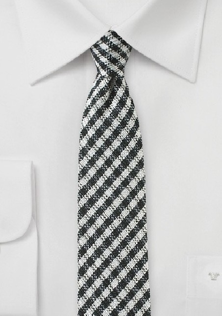 Trendy Gingham Check Skinny Tie