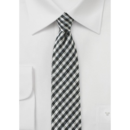 Trendy Gingham Check Skinny Tie