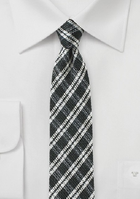 Window Pane Check Tie in Black and White