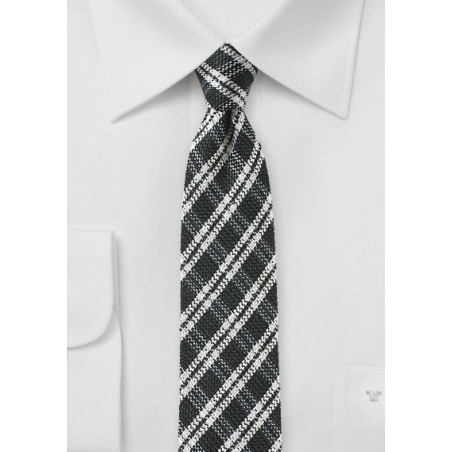 Window Pane Check Tie in Black and White