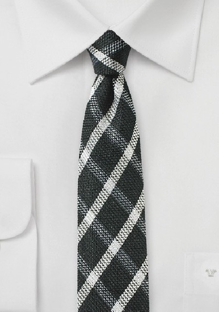 Windowpane Check Skinny Tie