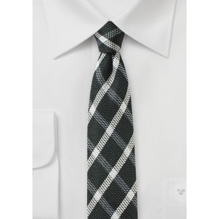 Windowpane Check Skinny Tie