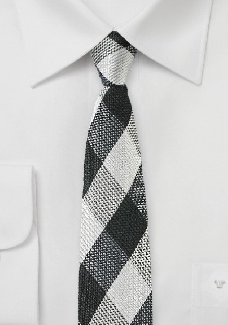 Large Gingham Check Skinny Tie