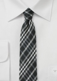 Skinny Plaid Tie in Black and Silver