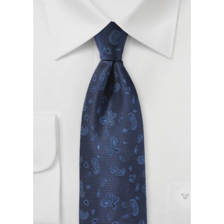 Woven Paisley Tie in Rich Blues